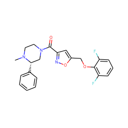 CN1CCN(C(=O)c2cc(COc3c(F)cccc3F)on2)C[C@@H]1c1ccccc1 ZINC000020206839