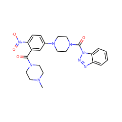 CN1CCN(C(=O)c2cc(N3CCN(C(=O)n4nnc5ccccc54)CC3)ccc2[N+](=O)[O-])CC1 ZINC000095575574