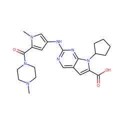 CN1CCN(C(=O)c2cc(Nc3ncc4cc(C(=O)O)n(C5CCCC5)c4n3)cn2C)CC1 ZINC000084670252