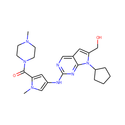 CN1CCN(C(=O)c2cc(Nc3ncc4cc(CO)n(C5CCCC5)c4n3)cn2C)CC1 ZINC000084670251