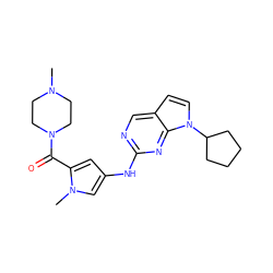 CN1CCN(C(=O)c2cc(Nc3ncc4ccn(C5CCCC5)c4n3)cn2C)CC1 ZINC000084655105