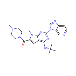 CN1CCN(C(=O)c2cc3c(NC(C)(C)C)nc(-n4cnc5ccncc54)nc3n2C)CC1 ZINC000028822417