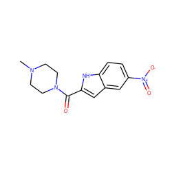 CN1CCN(C(=O)c2cc3cc([N+](=O)[O-])ccc3[nH]2)CC1 ZINC000038227923