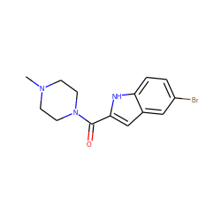 CN1CCN(C(=O)c2cc3cc(Br)ccc3[nH]2)CC1 ZINC000013526656