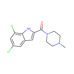 CN1CCN(C(=O)c2cc3cc(Cl)cc(Cl)c3[nH]2)CC1 ZINC000013526681