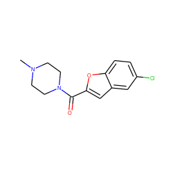 CN1CCN(C(=O)c2cc3cc(Cl)ccc3o2)CC1 ZINC000041306149