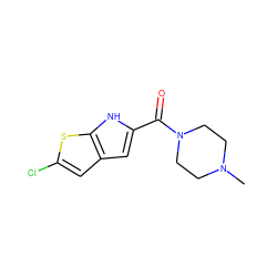 CN1CCN(C(=O)c2cc3cc(Cl)sc3[nH]2)CC1 ZINC000028392205