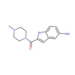 CN1CCN(C(=O)c2cc3cc(N)ccc3[nH]2)CC1 ZINC000013526669