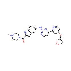 CN1CCN(C(=O)c2cc3cc(Nc4nccc(-c5cc(O[C@H]6CCOC6)ccn5)n4)ccc3[nH]2)CC1 ZINC000144200857