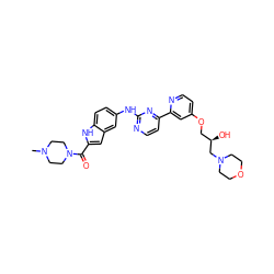 CN1CCN(C(=O)c2cc3cc(Nc4nccc(-c5cc(OC[C@@H](O)CN6CCOCC6)ccn5)n4)ccc3[nH]2)CC1 ZINC000145298039