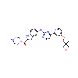 CN1CCN(C(=O)c2cc3cc(Nc4nccc(-c5cc(OCC6(C)COC6)ccn5)n4)ccc3[nH]2)CC1 ZINC000144207075