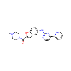 CN1CCN(C(=O)c2cc3cc(Nc4nccc(-c5ccccn5)n4)ccc3o2)CC1 ZINC000144202106