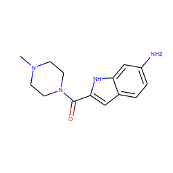 CN1CCN(C(=O)c2cc3ccc(N)cc3[nH]2)CC1 ZINC000084758224