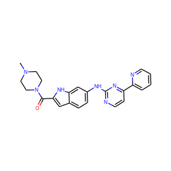 CN1CCN(C(=O)c2cc3ccc(Nc4nccc(-c5ccccn5)n4)cc3[nH]2)CC1 ZINC000144201065