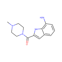 CN1CCN(C(=O)c2cc3cccc(N)c3[nH]2)CC1 ZINC000013526674