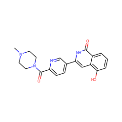 CN1CCN(C(=O)c2ccc(-c3cc4c(O)cccc4c(=O)[nH]3)cn2)CC1 ZINC001772583760