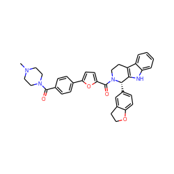 CN1CCN(C(=O)c2ccc(-c3ccc(C(=O)N4CCc5c([nH]c6ccccc56)[C@@H]4c4ccc5c(c4)CCO5)o3)cc2)CC1 ZINC000027862948