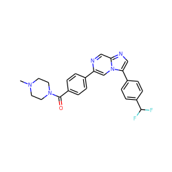 CN1CCN(C(=O)c2ccc(-c3cn4c(-c5ccc(C(F)F)cc5)cnc4cn3)cc2)CC1 ZINC000217971502