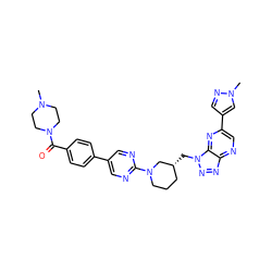 CN1CCN(C(=O)c2ccc(-c3cnc(N4CCC[C@@H](Cn5nnc6ncc(-c7cnn(C)c7)nc65)C4)nc3)cc2)CC1 ZINC000210773253