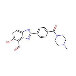 CN1CCN(C(=O)c2ccc(-c3nc4c(C=O)c(O)ccc4[nH]3)cc2)CC1 ZINC000199613569