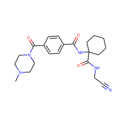 CN1CCN(C(=O)c2ccc(C(=O)NC3(C(=O)NCC#N)CCCCC3)cc2)CC1 ZINC000013676322