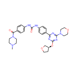 CN1CCN(C(=O)c2ccc(NC(=O)Nc3ccc(-c4nc(O[C@H]5CCOC5)nc(N5CCOCC5)n4)cc3)cc2)CC1 ZINC000072178238