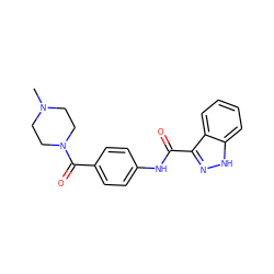 CN1CCN(C(=O)c2ccc(NC(=O)c3n[nH]c4ccccc34)cc2)CC1 ZINC000067473702