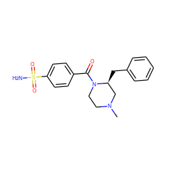 CN1CCN(C(=O)c2ccc(S(N)(=O)=O)cc2)[C@@H](Cc2ccccc2)C1 ZINC000652883224