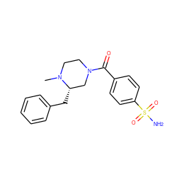 CN1CCN(C(=O)c2ccc(S(N)(=O)=O)cc2)C[C@@H]1Cc1ccccc1 ZINC000285783748