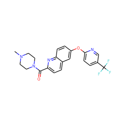 CN1CCN(C(=O)c2ccc3cc(Oc4ccc(C(F)(F)F)cn4)ccc3n2)CC1 ZINC001772619216