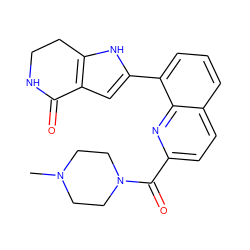 CN1CCN(C(=O)c2ccc3cccc(-c4cc5c([nH]4)CCNC5=O)c3n2)CC1 ZINC000222336387