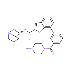 CN1CCN(C(=O)c2cccc(-c3cccc4cc(C(=O)N[C@H]5CN6CCC5CC6)oc34)c2)CC1 ZINC000118272558