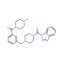 CN1CCN(C(=O)c2cccc(CN3CCN(C(=O)n4nnc5ccccc54)CC3)c2)CC1 ZINC000095574963