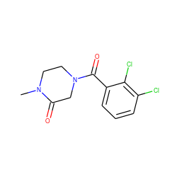 CN1CCN(C(=O)c2cccc(Cl)c2Cl)CC1=O ZINC000059280313