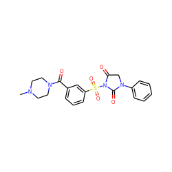 CN1CCN(C(=O)c2cccc(S(=O)(=O)N3C(=O)CN(c4ccccc4)C3=O)c2)CC1 ZINC000013763607