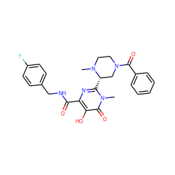 CN1CCN(C(=O)c2ccccc2)C[C@@H]1c1nc(C(=O)NCc2ccc(F)cc2)c(O)c(=O)n1C ZINC000014979290