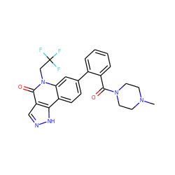 CN1CCN(C(=O)c2ccccc2-c2ccc3c4[nH]ncc4c(=O)n(CC(F)(F)F)c3c2)CC1 ZINC000205522813