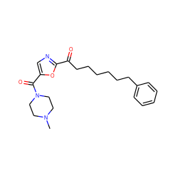 CN1CCN(C(=O)c2cnc(C(=O)CCCCCCc3ccccc3)o2)CC1 ZINC000035259941