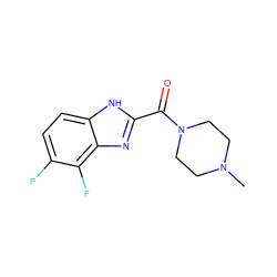 CN1CCN(C(=O)c2nc3c(F)c(F)ccc3[nH]2)CC1 ZINC000013678216