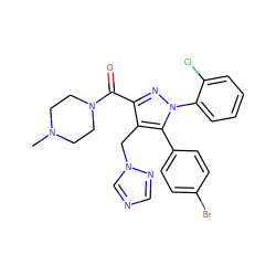 CN1CCN(C(=O)c2nn(-c3ccccc3Cl)c(-c3ccc(Br)cc3)c2Cn2cncn2)CC1 ZINC000049761901