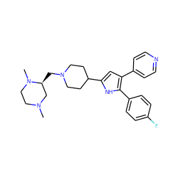 CN1CCN(C)[C@@H](CN2CCC(c3cc(-c4ccncc4)c(-c4ccc(F)cc4)[nH]3)CC2)C1 ZINC000029125960