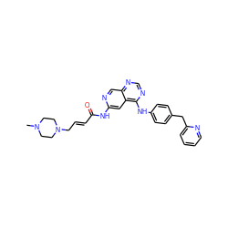 CN1CCN(C/C=C/C(=O)Nc2cc3c(Nc4ccc(Cc5ccccn5)cc4)ncnc3cn2)CC1 ZINC001772601944