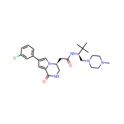 CN1CCN(C[C@@H](NC(=O)C[C@H]2CNC(=O)c3cc(-c4cccc(Cl)c4)cn32)C(C)(C)C)CC1 ZINC000169325511