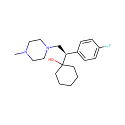 CN1CCN(C[C@@H](c2ccc(F)cc2)C2(O)CCCCC2)CC1 ZINC000040394519