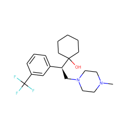 CN1CCN(C[C@@H](c2cccc(C(F)(F)F)c2)C2(O)CCCCC2)CC1 ZINC000022442363