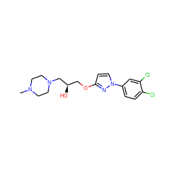 CN1CCN(C[C@H](O)COc2ccn(-c3ccc(Cl)c(Cl)c3)n2)CC1 ZINC000095556250