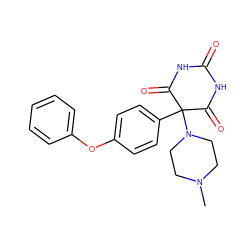 CN1CCN(C2(c3ccc(Oc4ccccc4)cc3)C(=O)NC(=O)NC2=O)CC1 ZINC000072105399