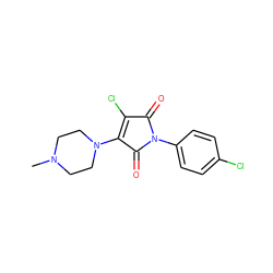 CN1CCN(C2=C(Cl)C(=O)N(c3ccc(Cl)cc3)C2=O)CC1 ZINC000019790359