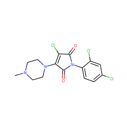 CN1CCN(C2=C(Cl)C(=O)N(c3ccc(Cl)cc3Cl)C2=O)CC1 ZINC000033346645