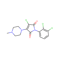 CN1CCN(C2=C(Cl)C(=O)N(c3cccc(Cl)c3Cl)C2=O)CC1 ZINC000064746642